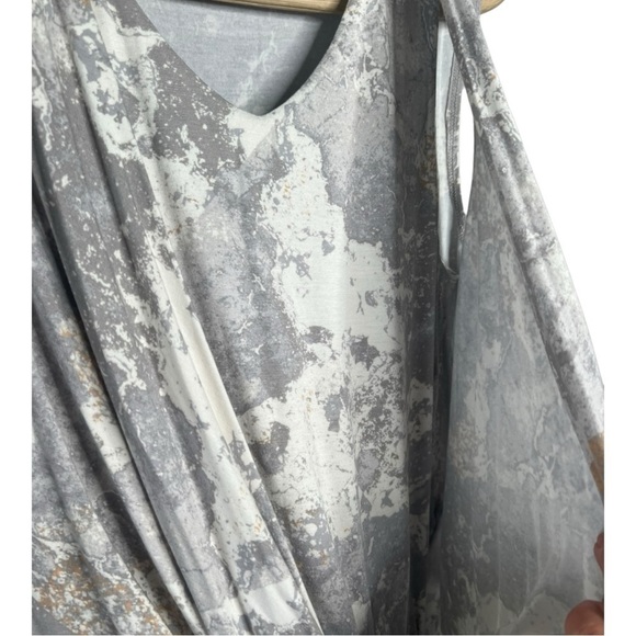 H by Halston Printed Sleeveless Drape Front Dress Urban Grey Gold Marble Size 6 - Picture 6 of 15